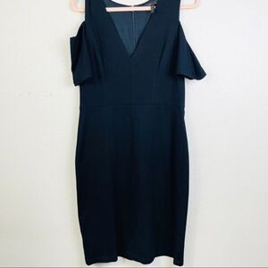 BCBGMAXAZRIA Black Anah‎ Cold-Shoulder Midi Dress Large
